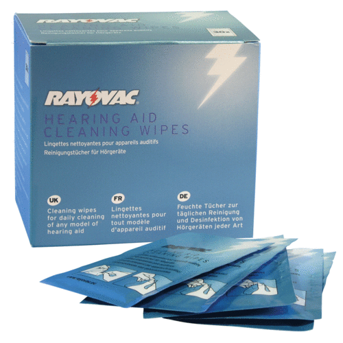 Rayovac hearing aid cleaning wipes pack of 30 individual Deaf Equipment